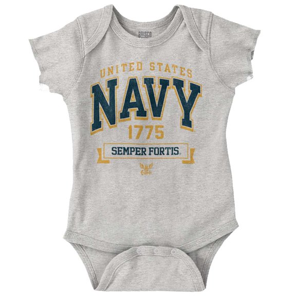 United States Navy Semper Fortis 1775 Romper Boys or Girls Infant Baby Brisco Brands NB