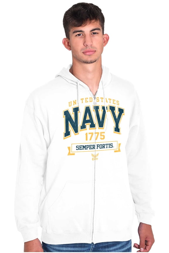 United States Navy Semper Fortis 1775 Unisex Plus Size Zip Hoodie Brisco Brands 2X