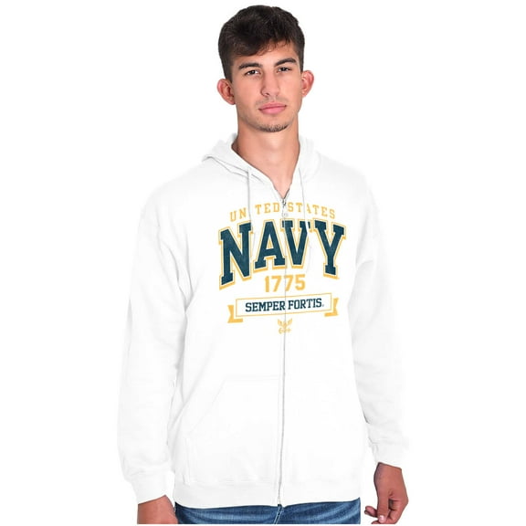 United States Navy Semper Fortis 1775 Zip Up Hoodie Men's Women's Brisco Brands L
