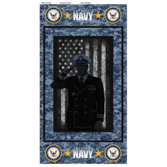 United States Navy Servicemember Cotton Quilting Panel by Sykel-24x44