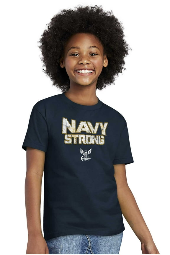 United States Navy Strong Anchor Logo Crewneck T Shirts Boy Girl Teen Brisco Brands XS