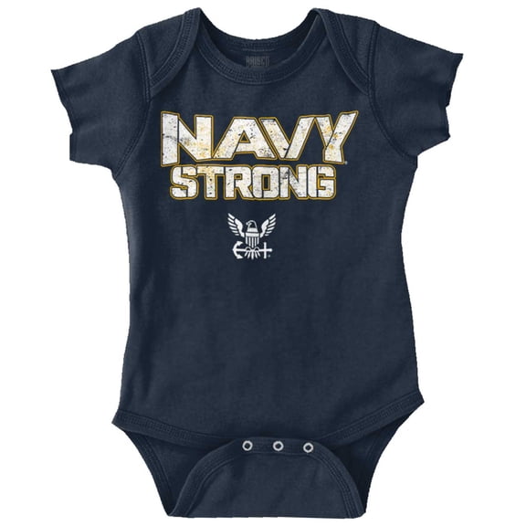 United States Navy Strong Anchor Logo Romper Boys or Girls Infant Baby Brisco Brands 12M