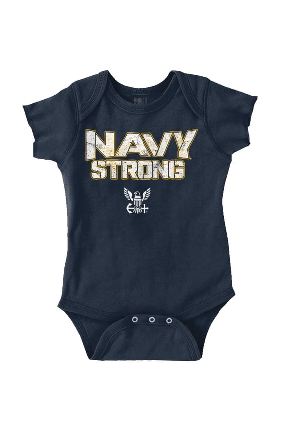 United States Navy Strong Anchor Logo Romper Boys or Girls Infant Baby Brisco Brands 24M