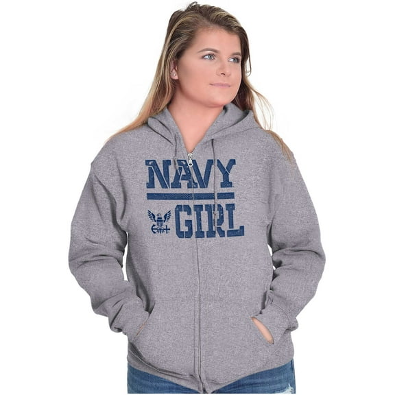 US Navy Girl Military Anchor Logo Women Plus Size Zipper Hoodie Brisco Brands 5X