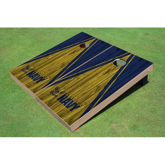 United States Navy Yellow And Navy Matching Triangle Cornhole Boards