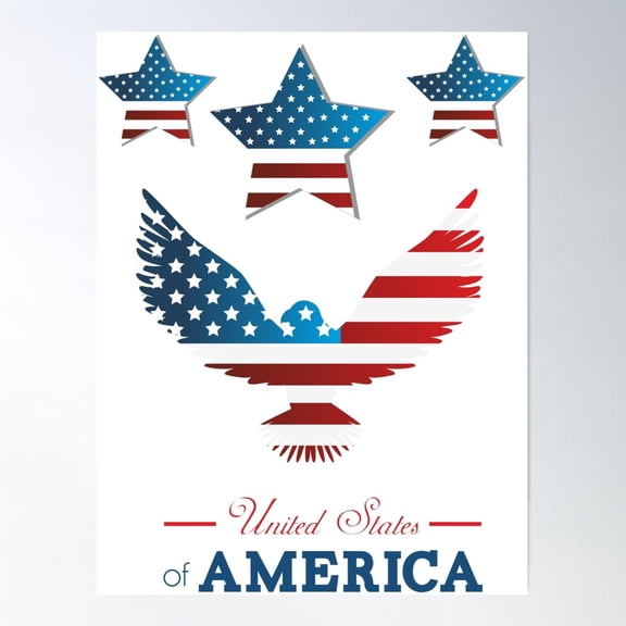 United States Of America Eagle Flag Silhouette Wall Art Unframed Paper Print