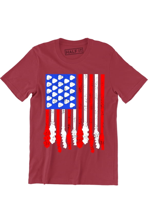 United States Patriotic Guitar Flag 4th Fourth of July Men's T-Shirt