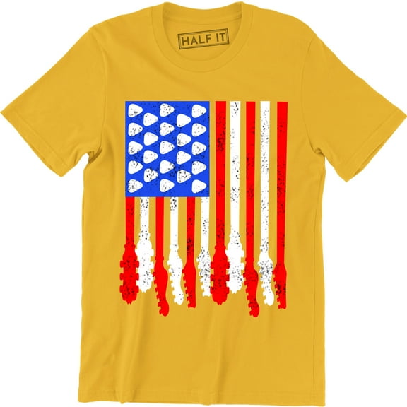 United States Patriotic Guitar Flag 4th Fourth of July Men's T-Shirt