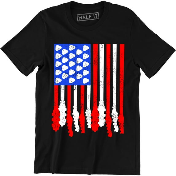 United States Patriotic Guitar Flag 4th Fourth of July Men's T-Shirt