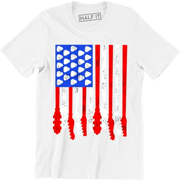United States Patriotic Guitar Flag 4th Fourth of July Men's T-Shirt