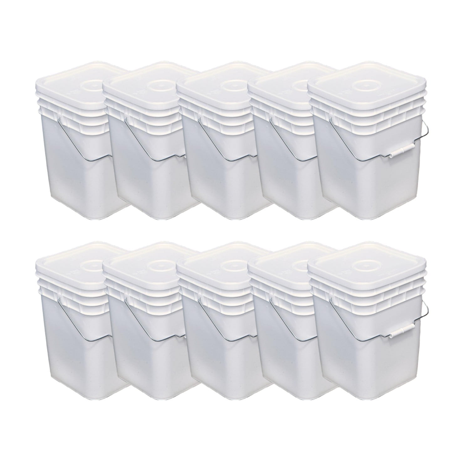 United States Plastic Buckets Tight Fitting Lids Storage 4 Gallon Pack of  10 
