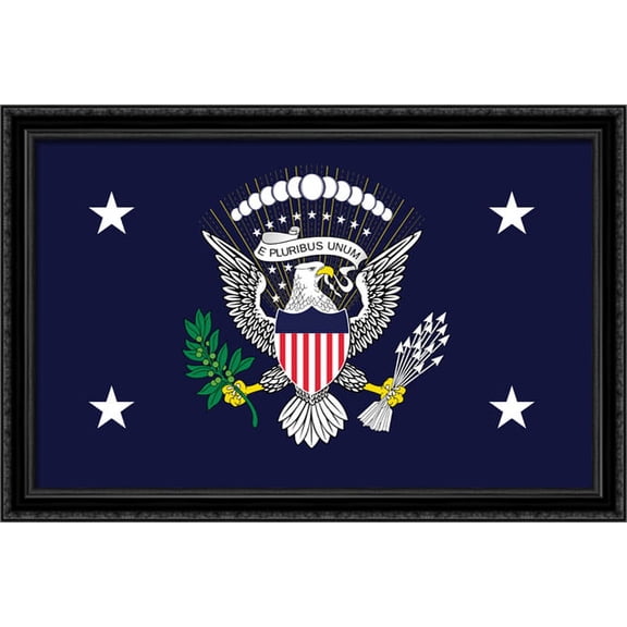 United States Presidential Flag Art 34x28 Large Black Ornate Wood Framed Canvas Art