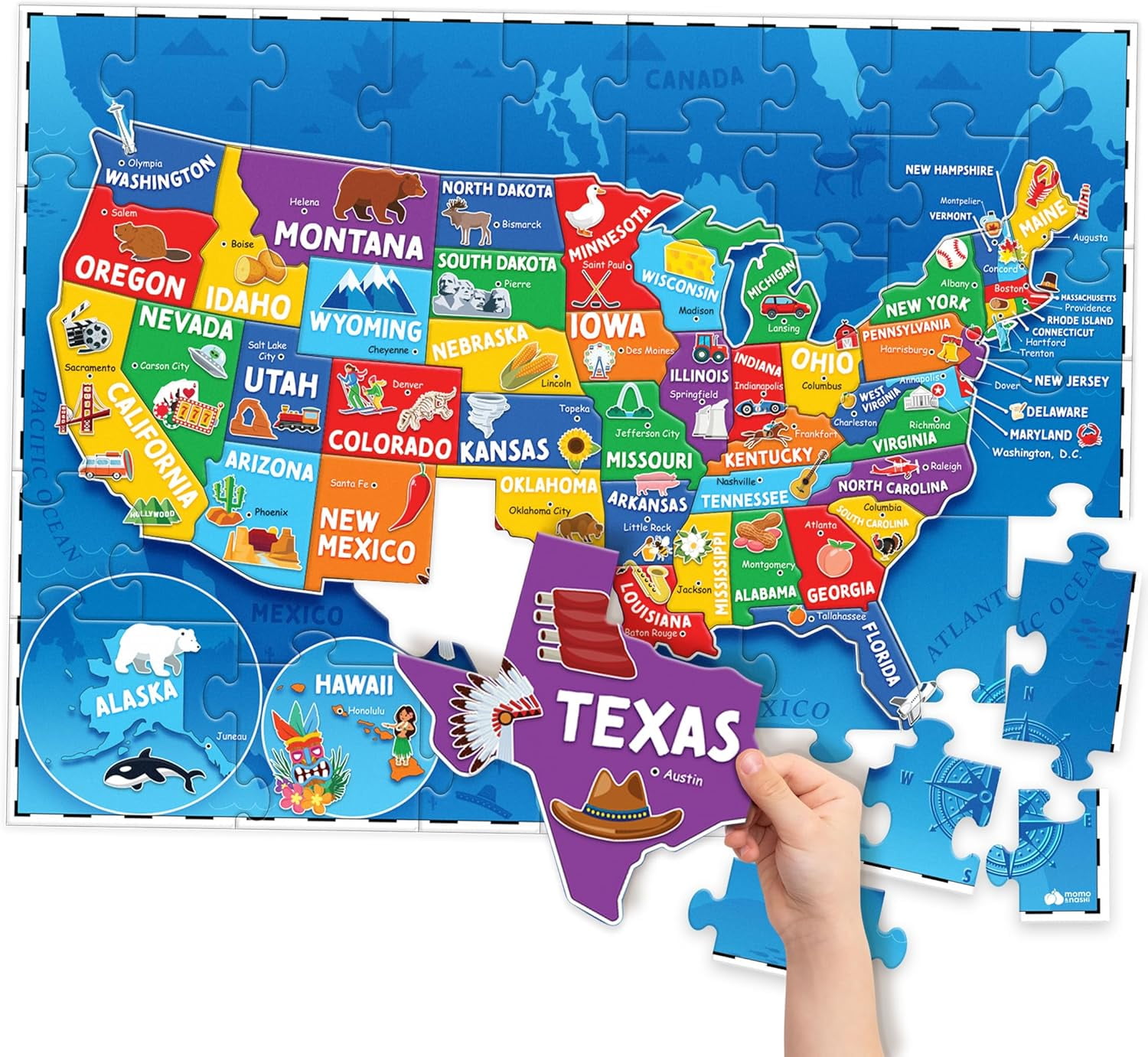 Usa Puzzle Map - United States Puzzles Kids Ages 4 6 Educational Toys Boys Girls 70Pcs USA Map Kids Puzzle 50 States Capitals Floor Jigsaw Puzzles Fun Learning Activi A291f149 66c3 420f Ba59 08292b53b6a8.e712633f4fc810cfb3ad09a63a2840ae