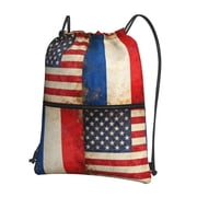 United-States Russian Flag Drawstring Backpack Water Resistant String Bag Sports Sackpack Gym Sack For Men Women