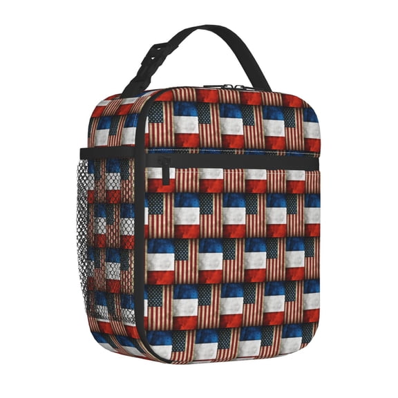 United-States Russian Flag Insulated Lunch Bag for Men Women Reusable Compact Cooler Tote Lunchbox