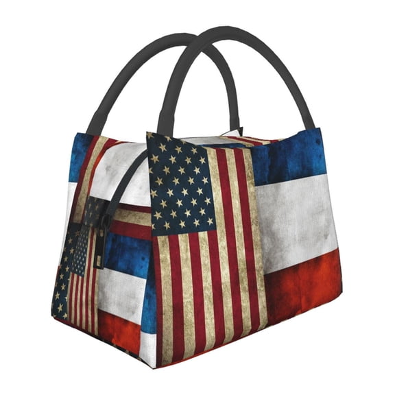United-States Russian Flag Lunch Tote Bag Trendy Lightweight Reusable Stylish Bento Box For Adult