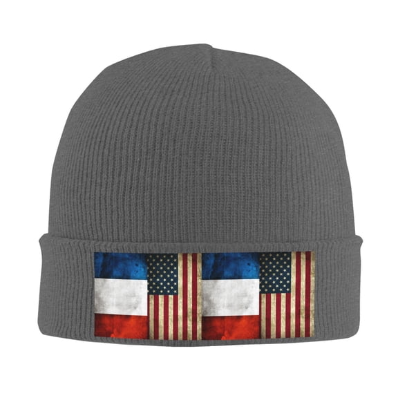 United-States Russian Flag Winter Beanie Hats for Men Women Warm Cozy Knitted Cuffed Skull Cap Deep Heather