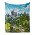 thumbnail image 1 of United States Soft Flannel Fleece Blanket, Hartford Connecticut USA Downtown Cityscape Aerial View Modern Life, Cozy Plush for Indoor and Outdoor Use, 70" x 90", Sky Blue Green Grey, by Ambesonne, 1 of 5