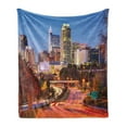 thumbnail image 1 of United States Soft Flannel Fleece Blanket, Raleigh North Carolina USA Express Way Business District Building Skyscrapers, Cozy Plush for Indoor and Outdoor Use, 70" x 90", Multicolor, by Ambesonne, 1 of 6