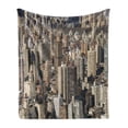 thumbnail image 1 of United States Soft Flannel Fleece Throw Blanket, Aerial New York City Famous Town of the World North American Capital Image, Cozy Plush for Indoor and Outdoor Use, 60" x 80", Beige Tan, by Ambesonne, 1 of 5