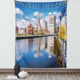 thumbnail image 1 of United States Tapestry, Providence Rhode Island Riverfront Spring Season Water Reflection Buildings, Wall Hanging for Bedroom Living Room Dorm Decor, 40W X 60L Inches, Multicolor, by Ambesonne, 1 of 2