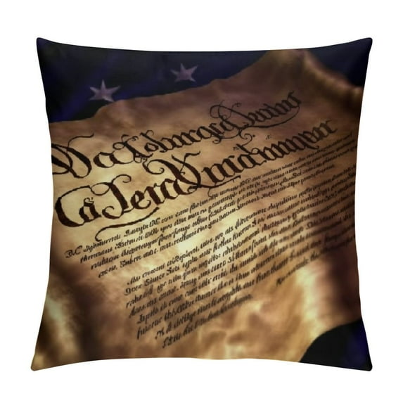 United States Throw Pillow Cushion Case Vintage Constitution Text of America National Gloryof July Image, Modern Accent Double-Sided Digital Printing, Pale Brown