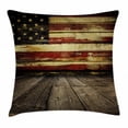 thumbnail image 1 of United States Throw Pillow Cushion Cover, Vintage American Flag on Wooden Planks Wall Background Grunge Print, Decorative Square Accent Pillow Case, 16 X 16 Inches, Umber Cream Red Blue, by Ambesonne, 1 of 2