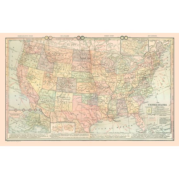 United States - Time Zones - Monteith 1882 Poster Print by Monteith Monteith (36 x 24) # USTZ0001