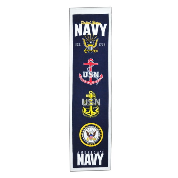 united states us navy usn 8x32 wool heritage banner