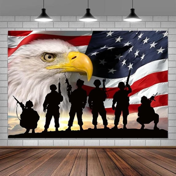 United States USA Flag Backdrops American Military Soldiers Eagle Photo ...