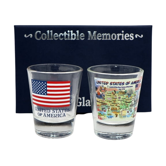 United States USA Souvenir Boxed Shot Glass Set (Set of 2)