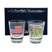 United States USA Souvenir Boxed Shot Glass Set Set of 2