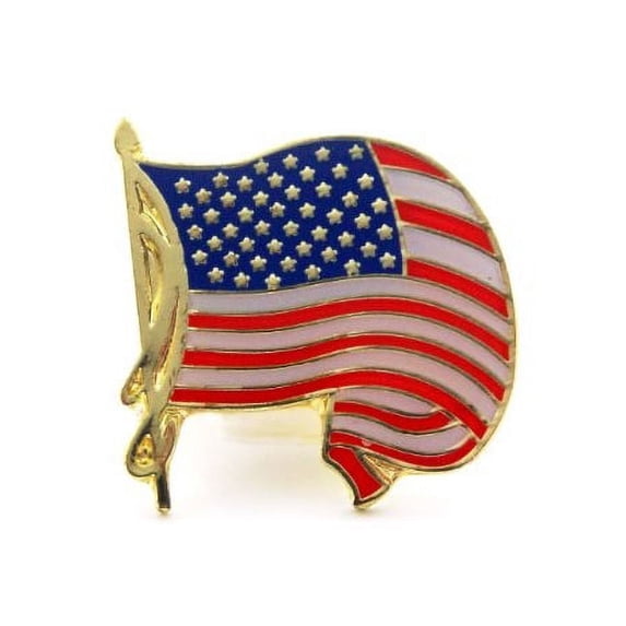United States Waving Flag Gold Furl Lapel Hat Pin PPM400R (1 pin)