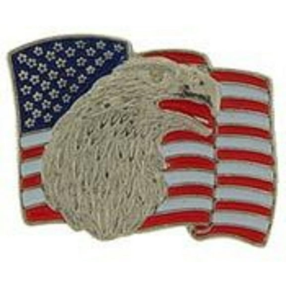 United States Waving Flag with Eagle PWT Lapel Pin - Officially Licensed, Patriotic Emblem - 1 Inch