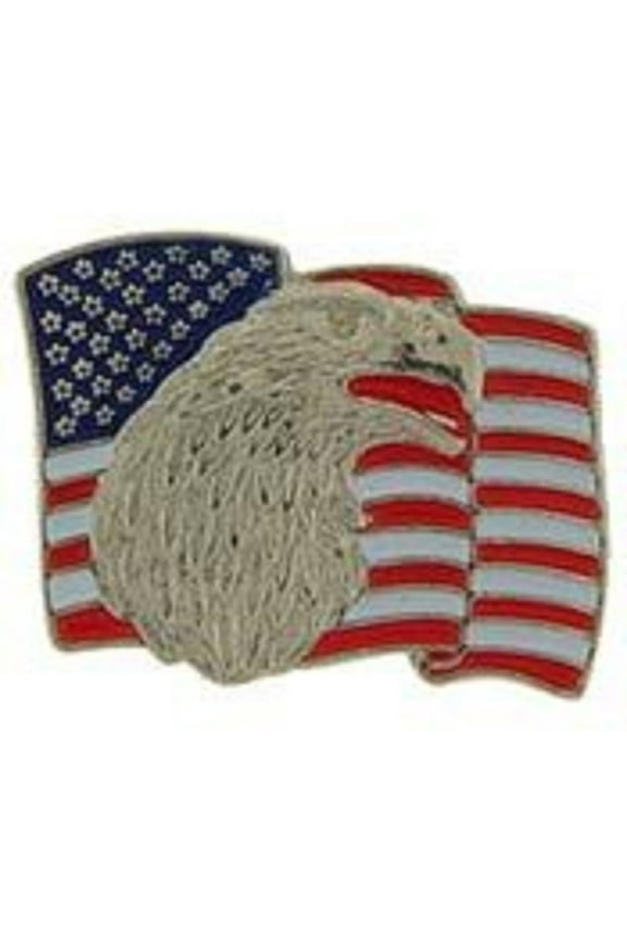 United States Waving Flag with Eagle PWT Lapel Pin - Officially Licensed, Patriotic Emblem - 1 Inch