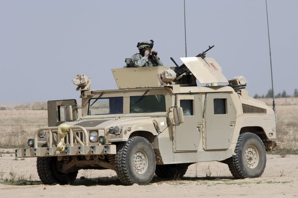 United States and Iraqi Army soldiers perform a routine patrol in Salah Ad Din Province Iraq Canvas Art - Stocktrek Images (34 x 23)