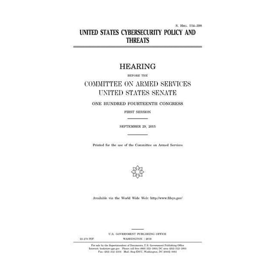 United States cybersecurity policy and threats (Paperback)