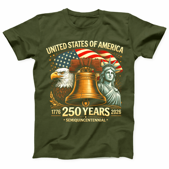 United States of America 250 Years T Shirt 1776 2026, Semiquincentennial Patriotic Eagle Liberty Bell Statue of Liberty Graphic Tee for Men Women