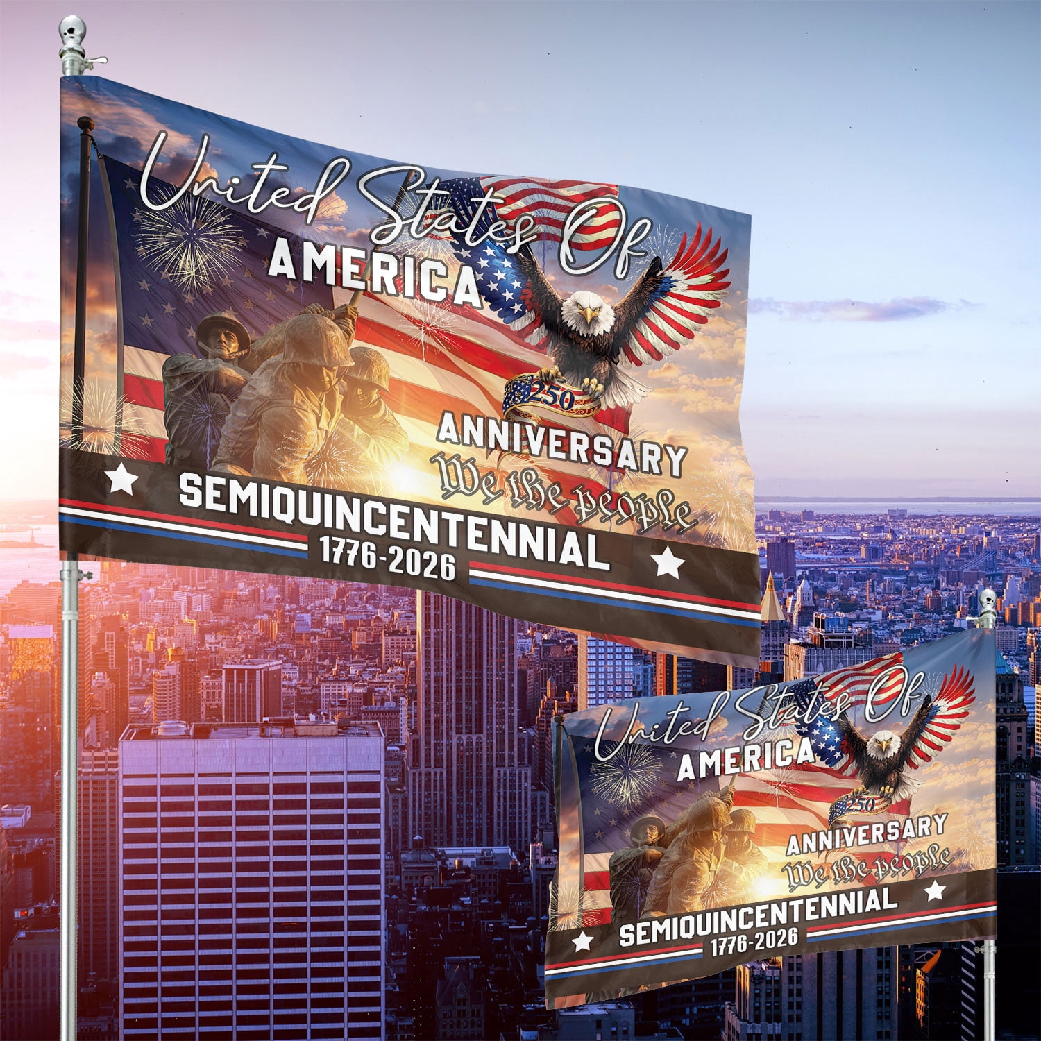 United States of America 250th Anniversary Flag 1776–2026 – Patriotic USA Eagle Semiquincentennial Outdoor Flag