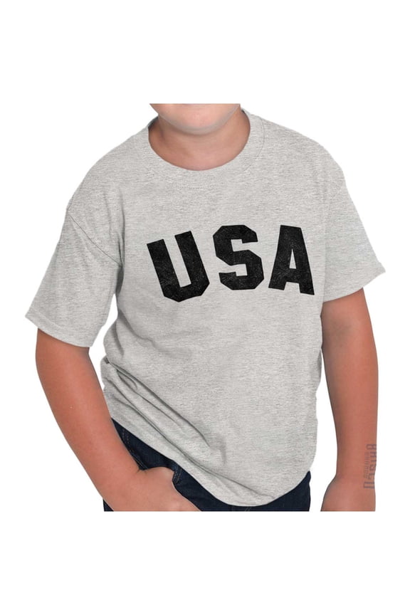 United States of America USA Patriot Crewneck T Shirts Boy Girl Teen Brisco Brands M