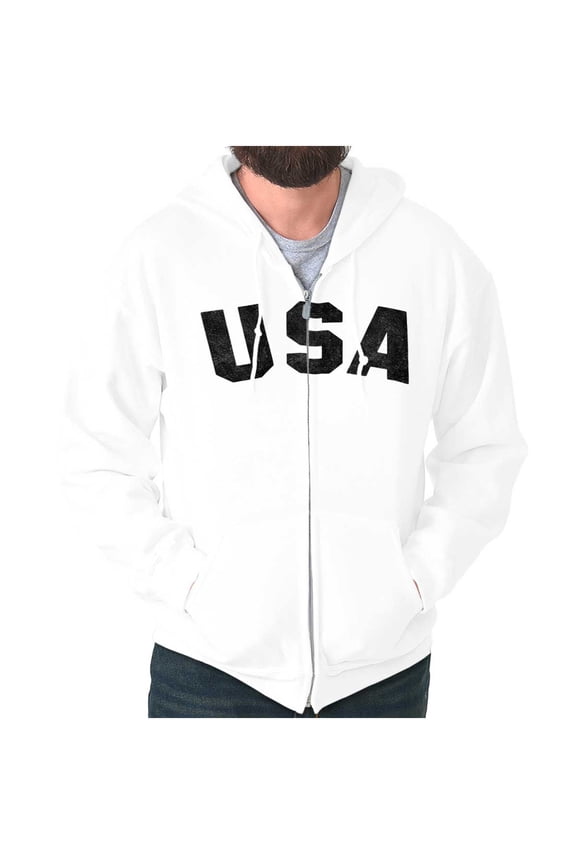 United States of America USA Patriot Unisex Fleece Graphic Zip Up Hoodie Brisco Brands 2X