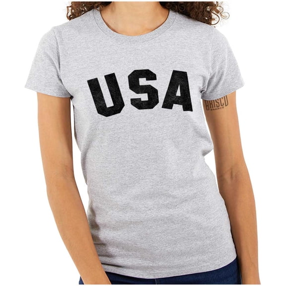 United States of America USA Patriot Womens Slim Fit Graphic Tee Brisco Brands L