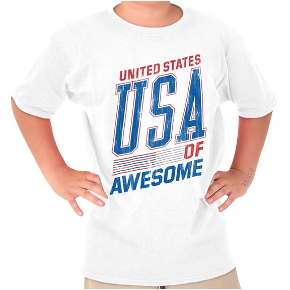 United States of Awesome Patriotic Crewneck T Shirts Boy Girl Teen Brisco Brands S