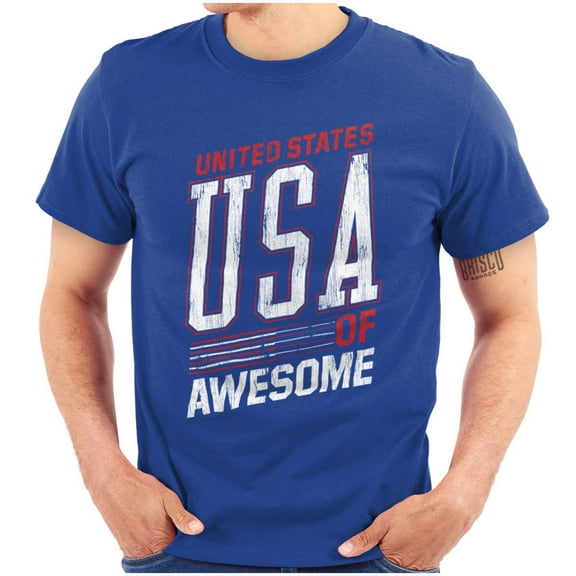 United States of Awesome Patriotic Men's Graphic T Shirt Tees Brisco Brands X