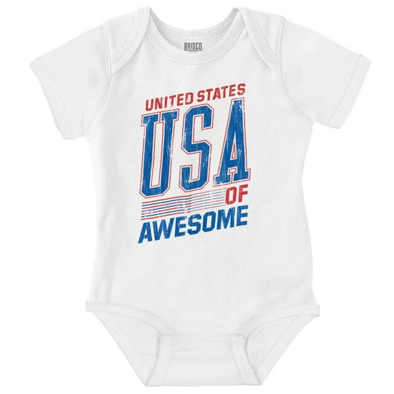 United States of Awesome Patriotic Romper Boys or Girls Infant Baby Brisco Brands 12M