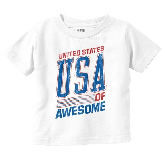 United States of Awesome Patriotic Toddler Boy Girl T Shirt Infant Toddler Brisco Brands 18M