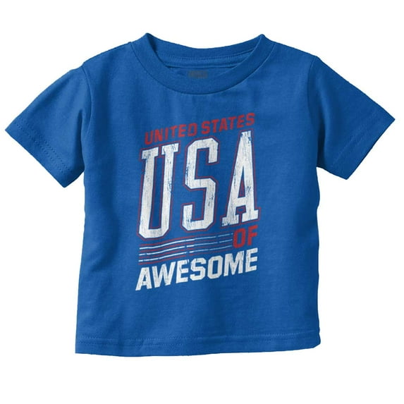 United States of Awesome Patriotic Toddler Boy Girl T Shirt Infant Toddler Brisco Brands 3T