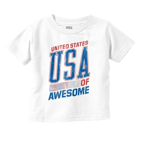 United States of Awesome Patriotic Toddler Boy Girl T Shirt Infant Toddler Brisco Brands 6M