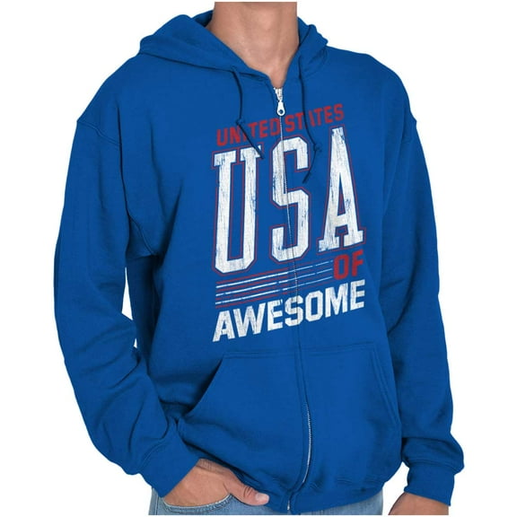 United States of Awesome Patriotic Unisex Fleece Graphic Zip Up Hoodie Brisco Brands 5X
