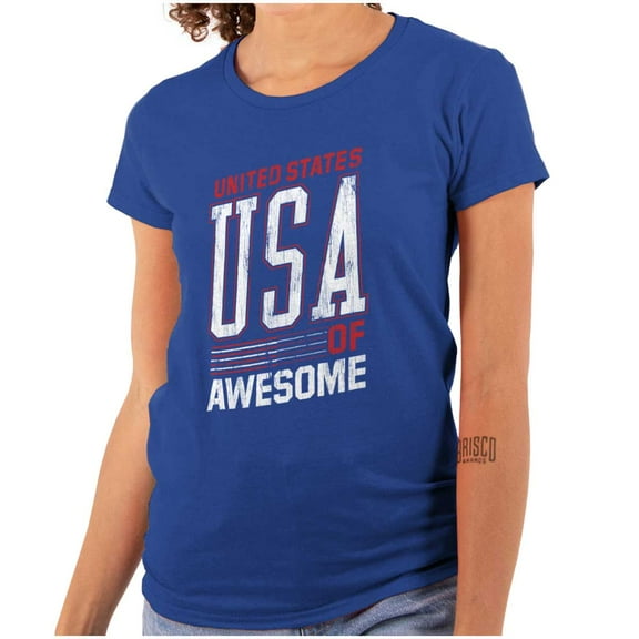 United States of Awesome Patriotic Womens Slim Fit Graphic Tee Brisco Brands L